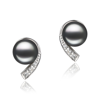 freshwater black pearl earrings